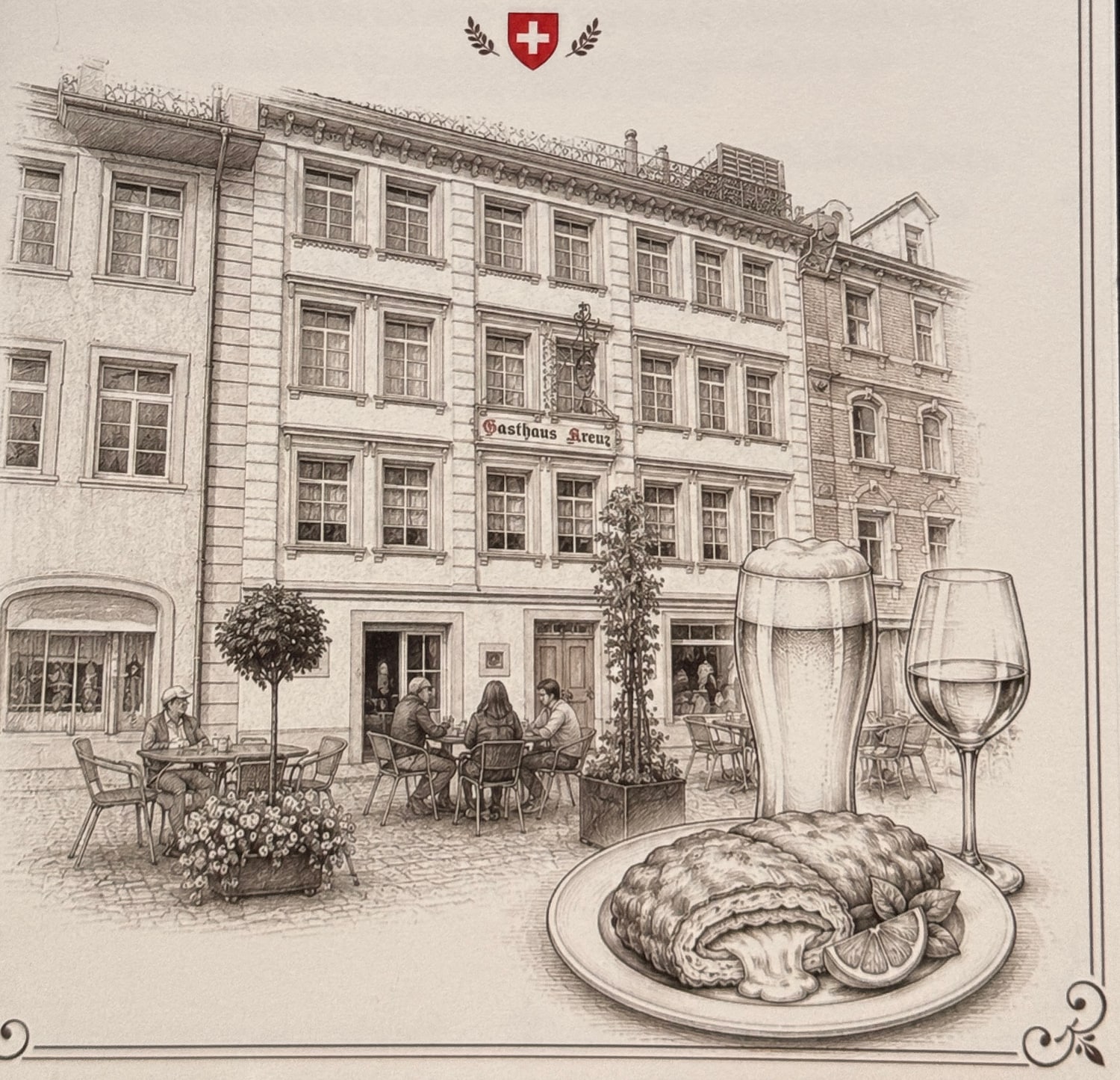 Das Gasthaus Kreuz an der Hauptstrasse 22, Rheineck